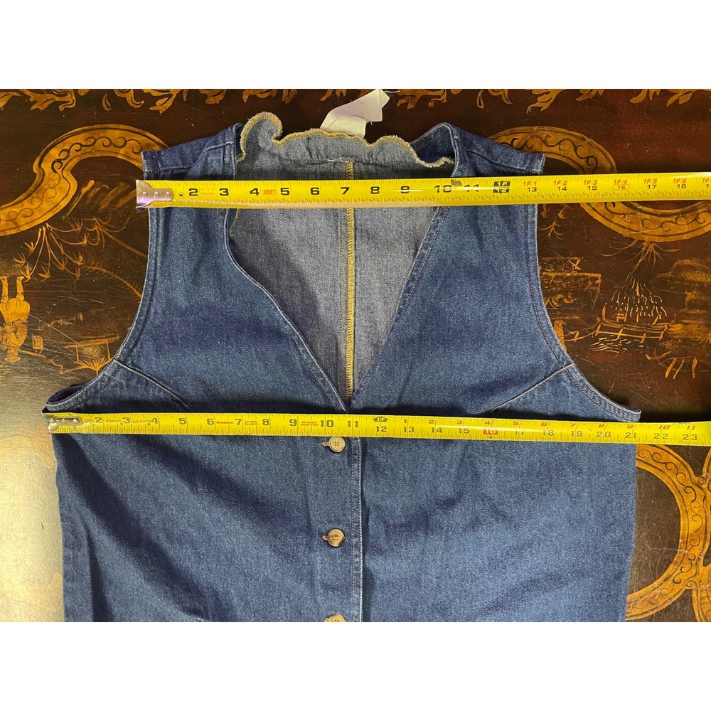 Vtg Harve Benard Denim Button Front Midi Dress Sleeveless Teacher Western 90s L - Picture 4 of 8